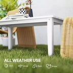 Rectangle Outdoor Coffee Table, HDPE All-Weather Outdoor Patio Table with Slatted Tabletop for Yard, Balcony