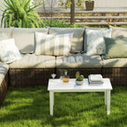 Rectangle Outdoor Coffee Table, HDPE All-Weather Outdoor Patio Table with Slatted Tabletop for Yard, Balcony