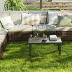 Rectangle Outdoor Coffee Table, HDPE All-Weather Outdoor Patio Table with Slatted Tabletop for Yard, Balcony