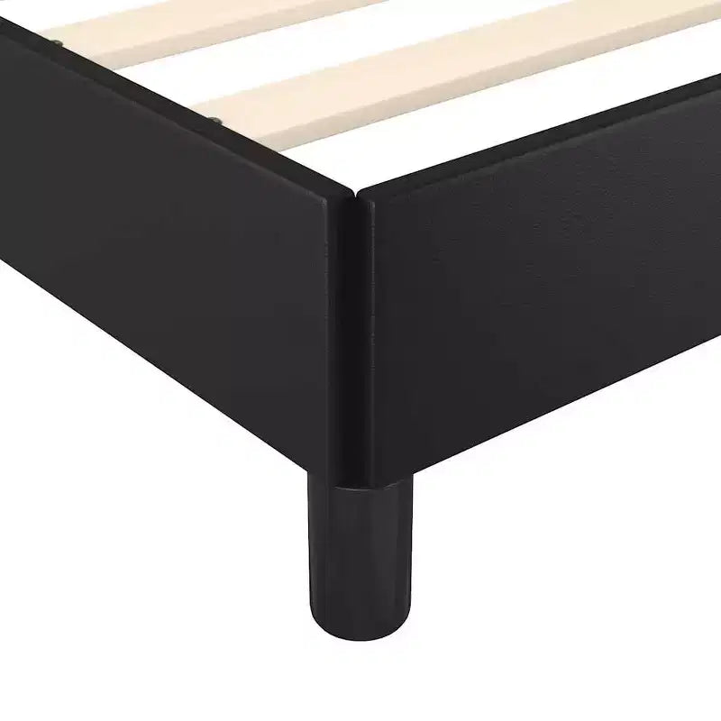 Bed Frame Black Faux leather, plywood, engineered wood Twin