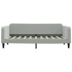 Day Bed Light Grey Velvet, Metal, Plywood, Solid Wood Twin