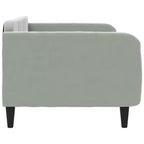 Day Bed Light Grey Velvet, Metal, Plywood, Solid Wood Twin