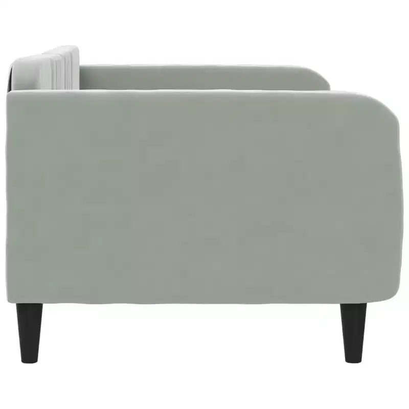 Day Bed Light Grey Velvet, Metal, Plywood, Solid Wood Twin