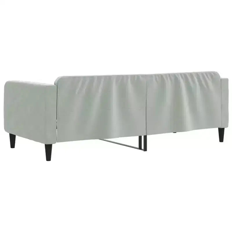 Day Bed Light Grey Velvet, Metal, Plywood, Solid Wood Twin