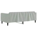 Day Bed Light Grey Velvet, Metal, Plywood, Solid Wood Twin