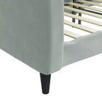Day Bed Light Grey Velvet, Metal, Plywood, Solid Wood Twin