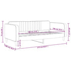 Day Bed Light Grey Velvet, Metal, Plywood, Solid Wood Twin