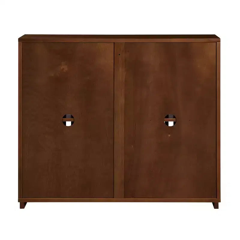 Homy Casa Mobile Contenitore in Legno Massello e MDF con Doppie Ante a Doghe per Ingresso, Soggiorno - Marrone
