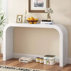 52 Narrow Entryway Console Table with Curved Edge, Console Table Behind Couch, Modern Skinny Hallway Table for Living Room - Panipeachy