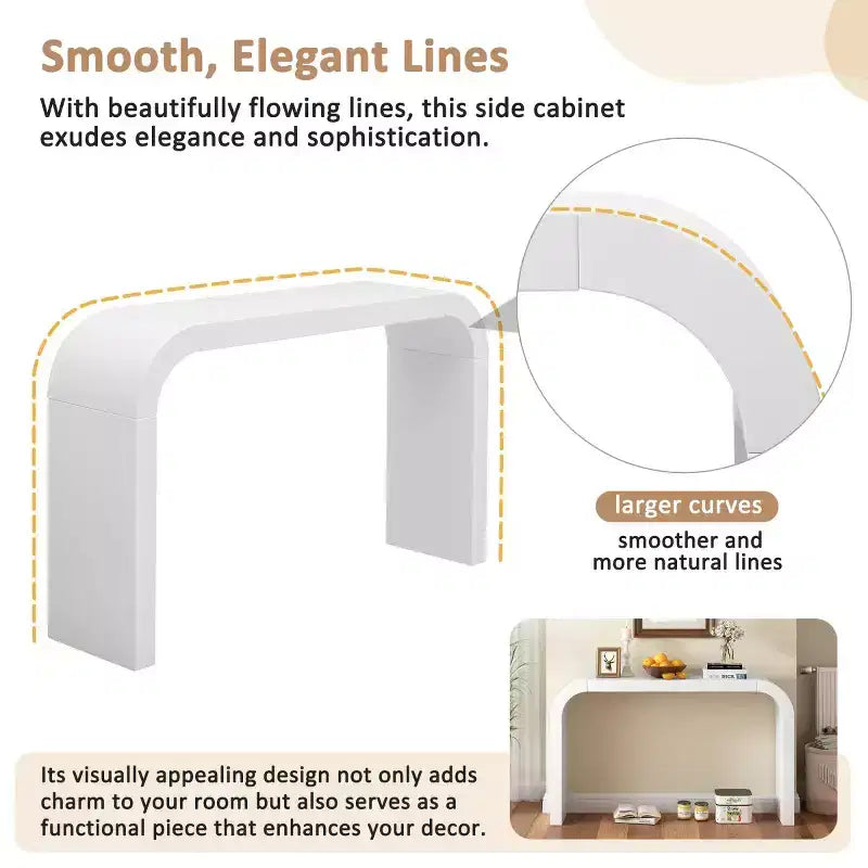52 Narrow Entryway Console Table with Curved Edge, Console Table Behind Couch, Modern Skinny Hallway Table for Living Room - Panipeachy