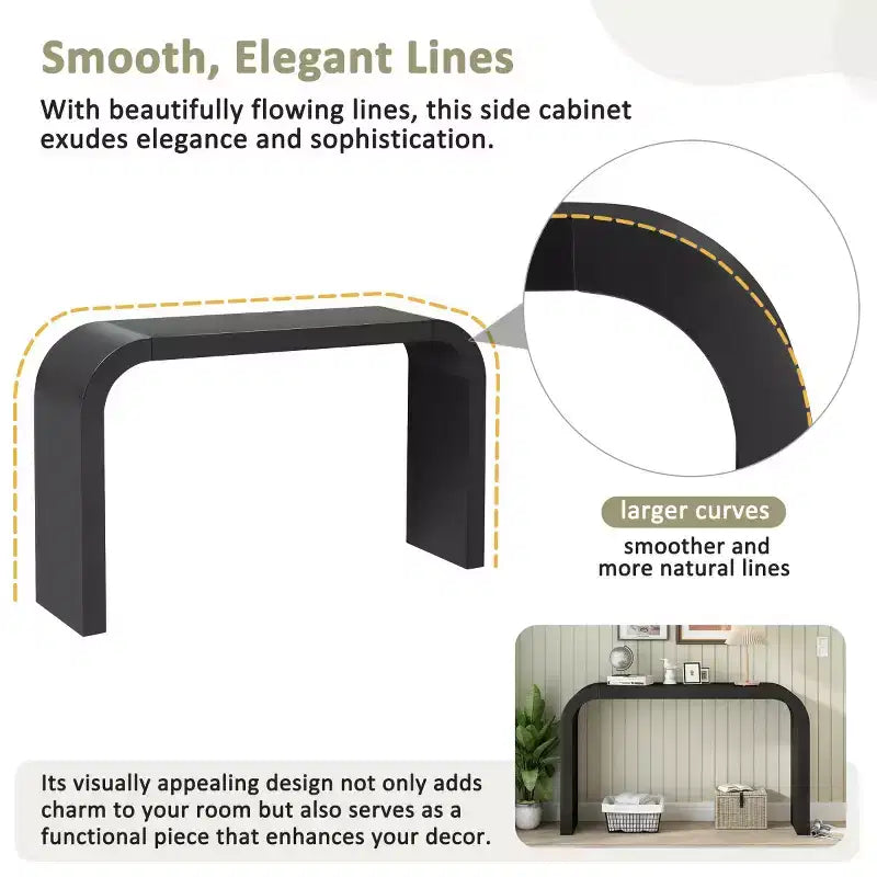 52 Narrow Entryway Console Table with Curved Edge, Console Table Behind Couch, Modern Skinny Hallway Table for Living Room - Panipeachy