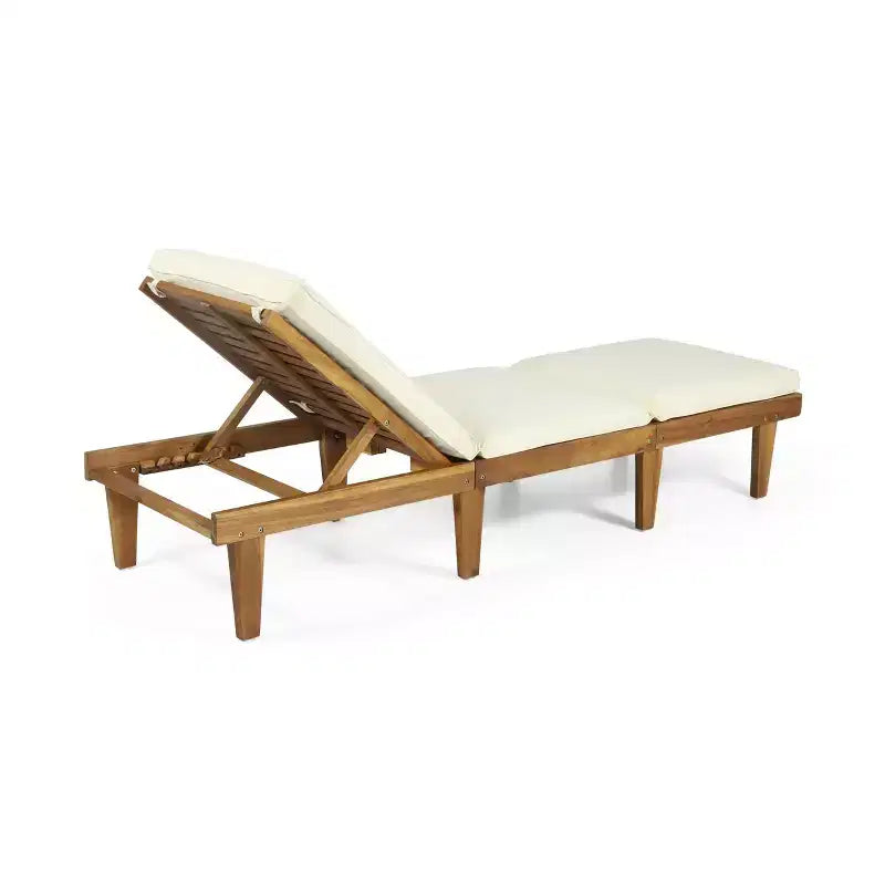 Sdraio da esterno Okak con cuscini interi, sedia da esterno in legno di acacia con schienale regolabile, sedie da veranda per giardino, patio