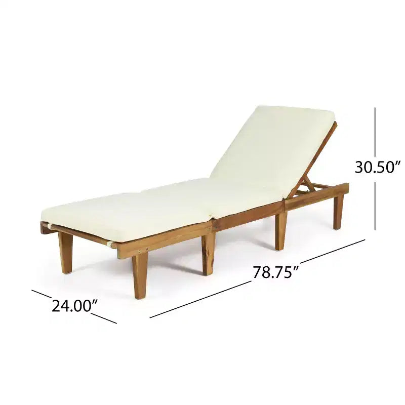 Sdraio da esterno Okak con cuscini interi, sedia da esterno in legno di acacia con schienale regolabile, sedie da veranda per giardino, patio