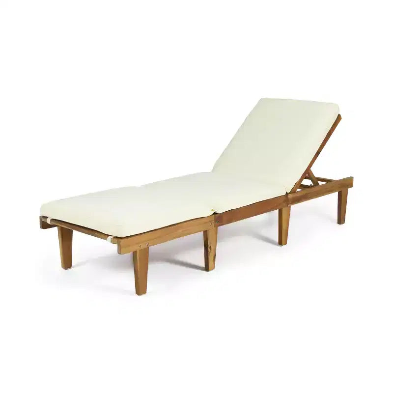 Sdraio da esterno Okak con cuscini interi, sedia da esterno in legno di acacia con schienale regolabile, sedie da veranda per giardino, patio