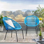Sedia da esterno Okak con sedile e schienale a fune, set di 2, sedie da veranda con struttura in metallo dal design moderno, sedia da giardino per patio