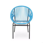 Sedia da esterno Okak con sedile e schienale a fune, set di 2, sedie da veranda con struttura in metallo dal design moderno, sedia da giardino per patio