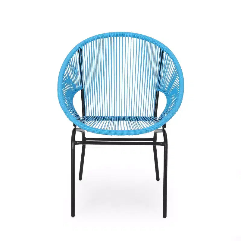 Sedia da esterno Okak con sedile e schienale a fune, set di 2, sedie da veranda con struttura in metallo dal design moderno, sedia da giardino per patio