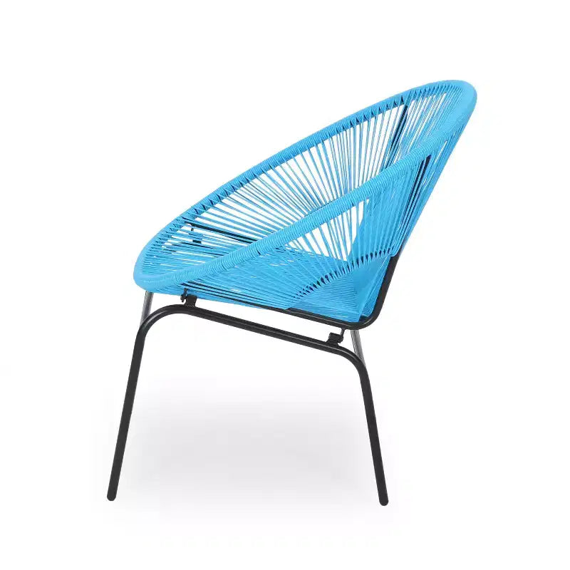 Sedia da esterno Okak con sedile e schienale a fune, set di 2, sedie da veranda con struttura in metallo dal design moderno, sedia da giardino per patio