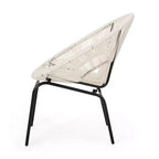 Sedia da esterno Okak con sedile e schienale a fune, set di 2, sedie da veranda con struttura in metallo dal design moderno, sedia da giardino per patio