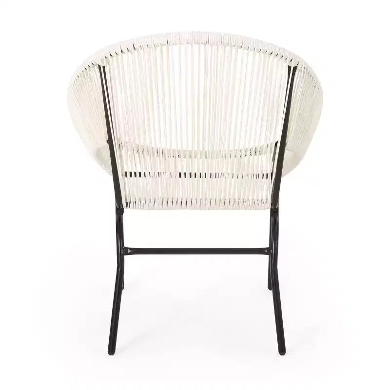 Sedia da esterno Okak con sedile e schienale a fune, set di 2, sedie da veranda con struttura in metallo dal design moderno, sedia da giardino per patio