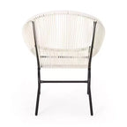 Sedia da esterno Okak con sedile e schienale a fune, set di 2, sedie da veranda con struttura in metallo dal design moderno, sedia da giardino per patio