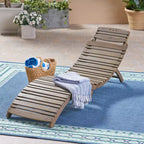 Okak Wooden Lounge Chairs with Curved Design, Foldable Outdoor Recliner with Slat Seat, Porch Chairs for Garden, Pool Side, Backyard