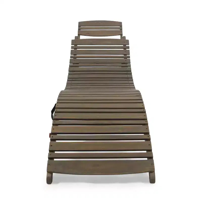 Okak Wooden Lounge Chairs with Curved Design, Foldable Outdoor Recliner with Slat Seat, Porch Chairs for Garden, Pool Side, Backyard