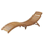 Okak Wooden Lounge Chairs with Curved Design, Foldable Outdoor Recliner with Slat Seat, Porch Chairs for Garden, Pool Side, Backyard