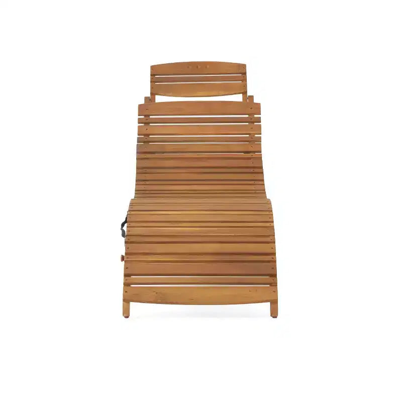 Okak Wooden Lounge Chairs with Curved Design, Foldable Outdoor Recliner with Slat Seat, Porch Chairs for Garden, Pool Side, Backyard