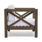 Okak Farmhouse Outdoor Chair with Cushions, Patio Chair with Sturdy Wooden Frame, Porch Chairs for Backyard, Garden, Pool Side