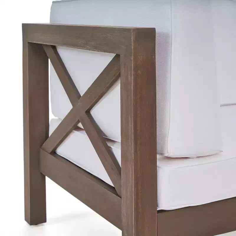 Okak Farmhouse Outdoor Chair with Cushions, Patio Chair with Sturdy Wooden Frame, Porch Chairs for Backyard, Garden, Pool Side