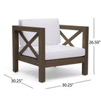 Okak Farmhouse Outdoor Chair with Cushions, Patio Chair with Sturdy Wooden Frame, Porch Chairs for Backyard, Garden, Pool Side