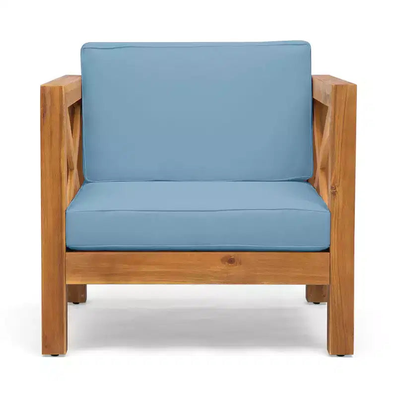 Okak Farmhouse Outdoor Chair with Cushions, Patio Chair with Sturdy Wooden Frame, Porch Chairs for Backyard, Garden, Pool Side