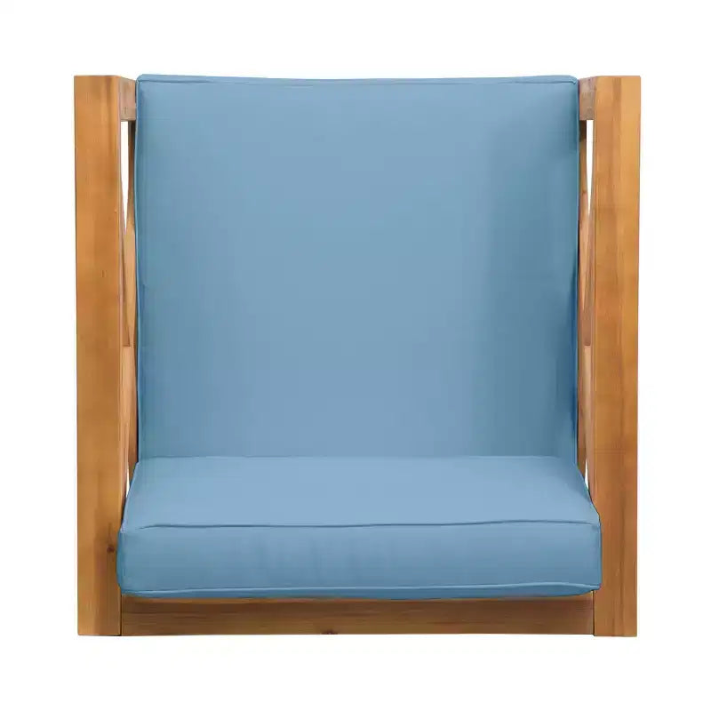 Okak Farmhouse Outdoor Chair with Cushions, Patio Chair with Sturdy Wooden Frame, Porch Chairs for Backyard, Garden, Pool Side