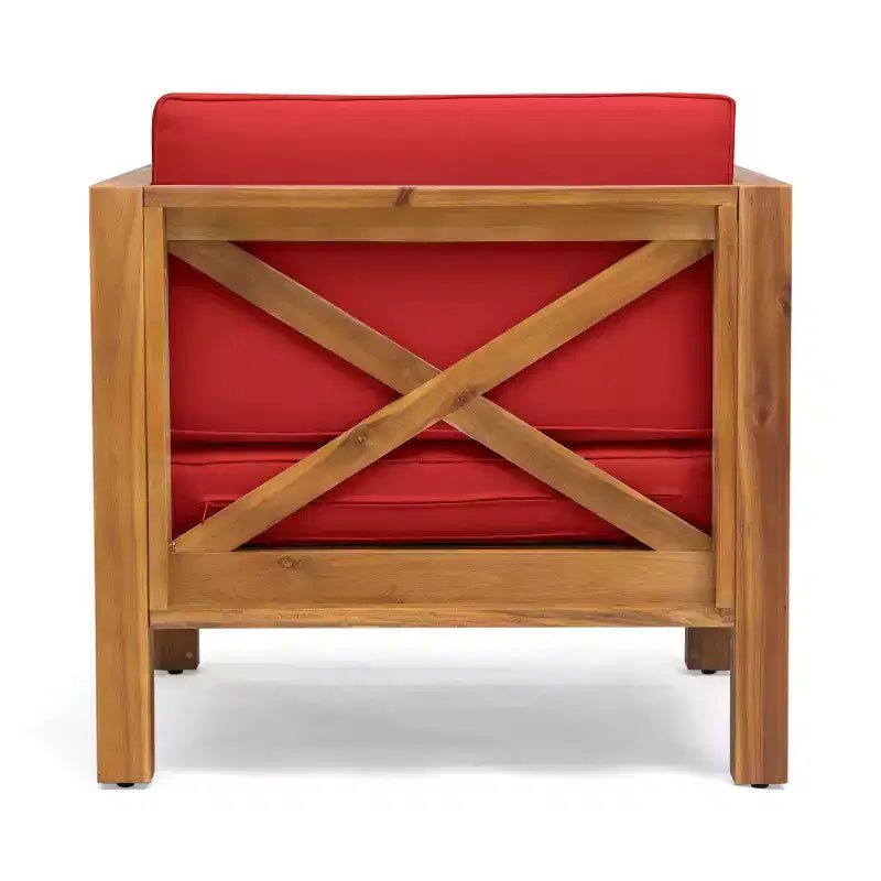 Okak Farmhouse Outdoor Chair with Cushions, Patio Chair with Sturdy Wooden Frame, Porch Chairs for Backyard, Garden, Pool Side