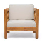 Okak Farmhouse Outdoor Chair with Cushions, Patio Chair with Sturdy Wooden Frame, Porch Chairs for Backyard, Garden, Pool Side