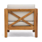 Okak Farmhouse Outdoor Chair with Cushions, Patio Chair with Sturdy Wooden Frame, Porch Chairs for Backyard, Garden, Pool Side