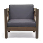 Okak Farmhouse Outdoor Chair with Cushions, Patio Chair with Sturdy Wooden Frame, Porch Chairs for Backyard, Garden, Pool Side