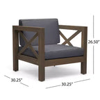 Okak Farmhouse Outdoor Chair with Cushions, Patio Chair with Sturdy Wooden Frame, Porch Chairs for Backyard, Garden, Pool Side