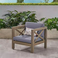Okak Farmhouse Outdoor Chair with Cushions, Patio Chair with Sturdy Wooden Frame, Porch Chairs for Backyard, Garden, Pool Side