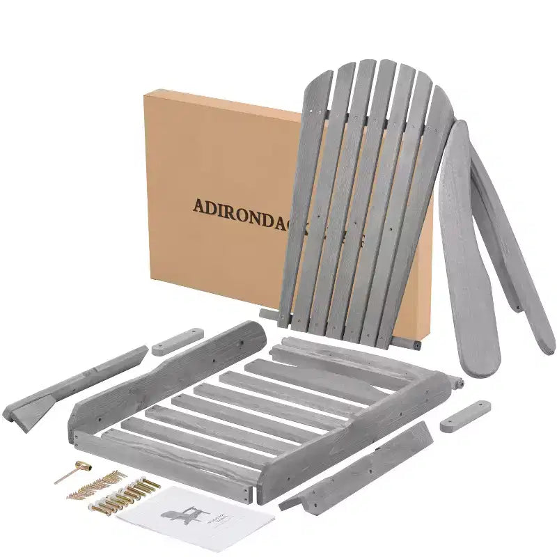 Poltrona Adirondack Okak per esterni con struttura in legno, set da 2, sedia pieghevole da esterno con braccioli fissi, sedie da portico per giardino, prato, cortile