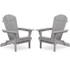 Poltrona Adirondack Okak per esterni con struttura in legno, set da 2, sedia pieghevole da esterno con braccioli fissi, sedie da portico per giardino, prato, cortile