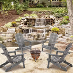Poltrona Adirondack Okak per esterni con struttura in legno, set da 2, sedia pieghevole da esterno con braccioli fissi, sedie da portico per giardino, prato, cortile