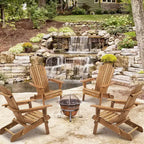 Poltrona Adirondack Okak per esterni con struttura in legno, set da 2, sedia pieghevole da esterno con braccioli fissi, sedie da portico per giardino, prato, cortile