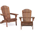 Poltrona Adirondack Okak per esterni con struttura in legno, set da 2, sedia pieghevole da esterno con braccioli fissi, sedie da portico per giardino, prato, cortile