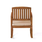 Poltrone a dondolo Okak in legno di acacia con cuscini impermeabili, sedie da esterno con braccioli fissi, sedie da giardino per patio, prato, cortile, naturale+crema