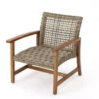 Okak Elegent Outdoor Club Chair Set of 2, Wicker Woven Patio Chair with Fixed Arms, Fire Pit Chairs for Garden, Patio, Garden