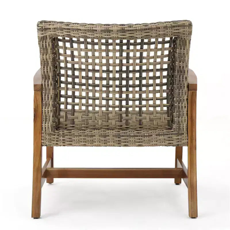Okak Elegent Outdoor Club Chair Set of 2, Wicker Woven Patio Chair with Fixed Arms, Fire Pit Chairs for Garden, Patio, Garden