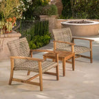 Okak Elegent Outdoor Club Chair Set of 2, Wicker Woven Patio Chair with Fixed Arms, Fire Pit Chairs for Garden, Patio, Garden