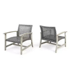 Okak Elegent Outdoor Club Chair Set of 2, Wicker Woven Patio Chair with Fixed Arms, Fire Pit Chairs for Garden, Patio, Garden